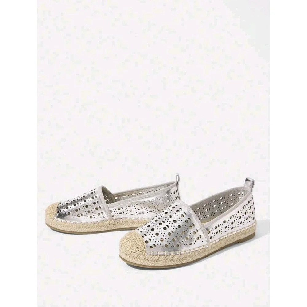 Silver Espadrilles Women's Slip On Comfort Casual‎ Shoes